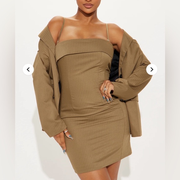 Fashion Nova First Class Pinstripe Blazer & Mini Dress Set NWT - Picture 7 of 12